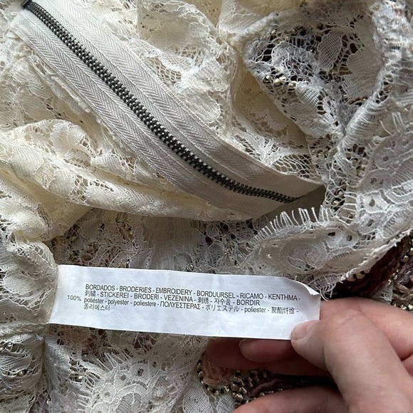 Zara Ecru Multicolored Lace Top Small embroidered - Picture 11 of 13